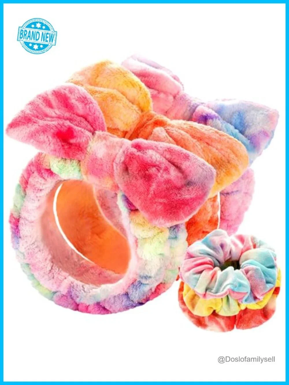Microfiber Fleece & Velvet Spa Headband Set with Scrunchies for Washing Face